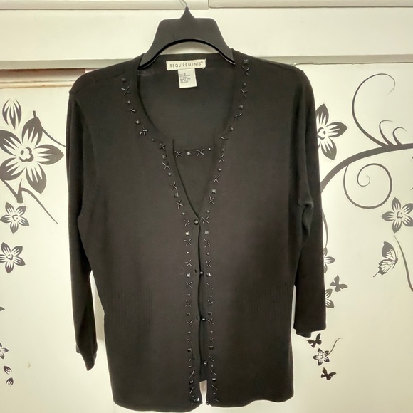 Requirements Tops - PRICE DROP! Requirements Elegant Black Knit Beaded Top - Women's Medium